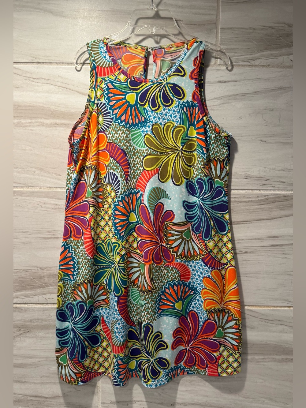 Trina Turk Colorful Floral Sleeveless Shift Dress Size Large